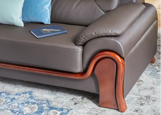 kanapa skórzana brązowa z drewnem