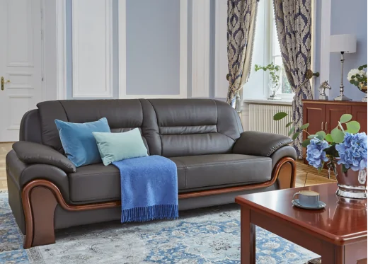 sofa skórzana brązowa w gabinecie
