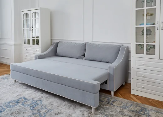 sofa z funkcją spania błękitna