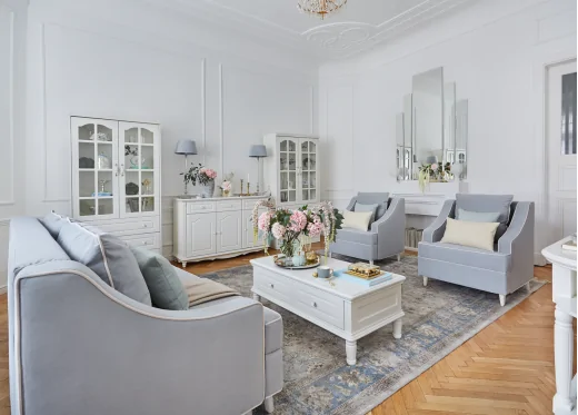 salon z kanapa i fotelami