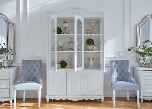 biblioteczka w salonie biała
