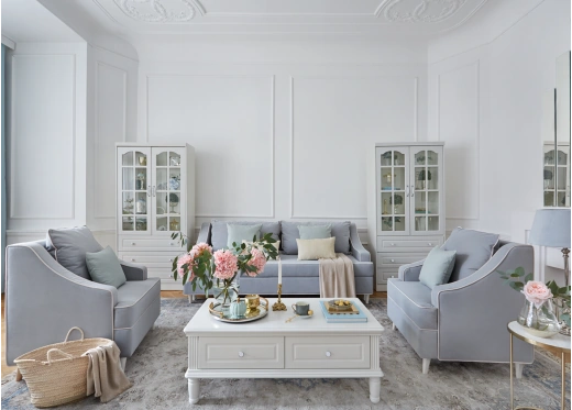 salon biało szary