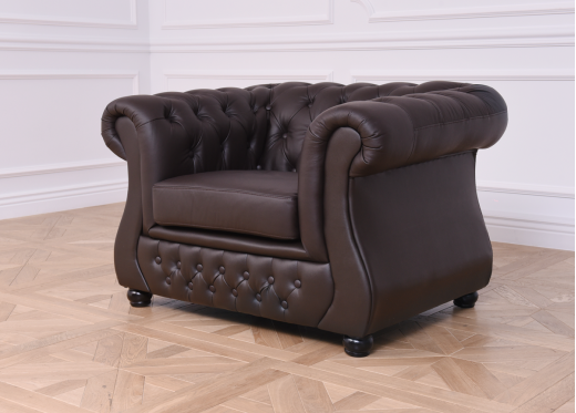 fotel skórzany chesterfield brązowy