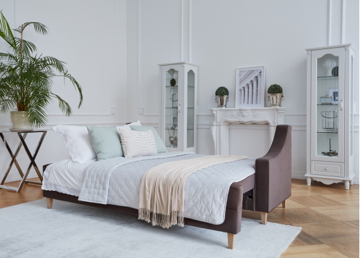 sofa rozkładana brązowa