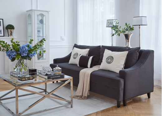 czarna sofa z funkcją spania