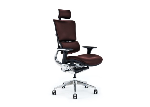 Skórzany ergonomiczny fotel biurowy ERGO 900 brązowy