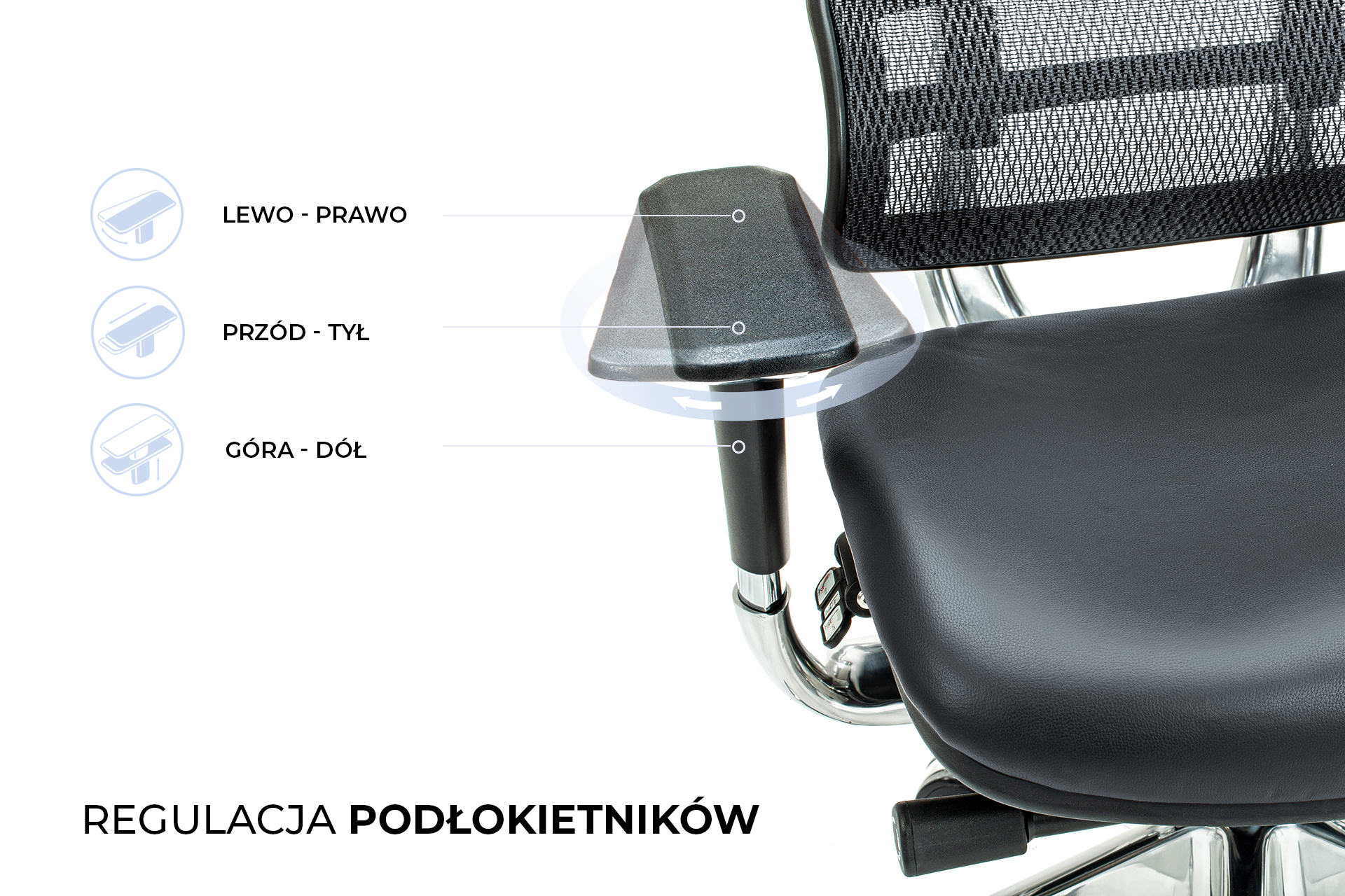 Ergonomiczny fotel ERGO 800 podłokietniki
