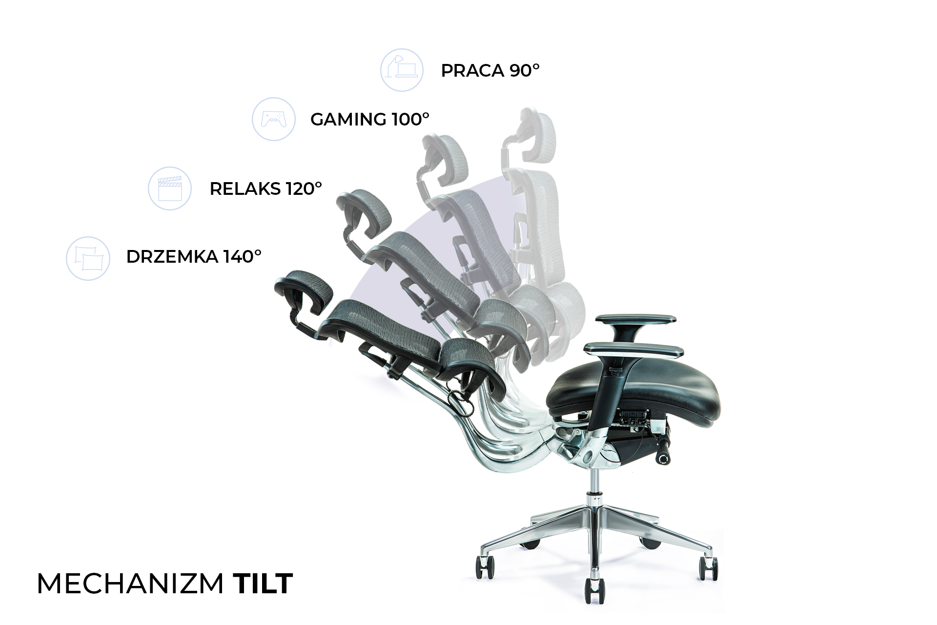 Ergonomiczny fotel ERGO 800 mechanizm Tilt