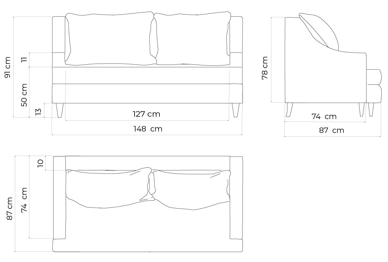 sofa dwuosobowa wymiary